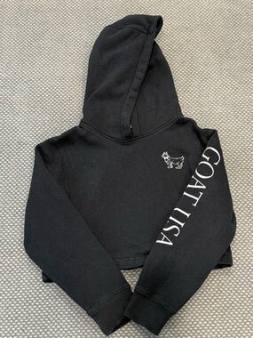 GOAT USA Black Cropped Hoodie with Goat Logo